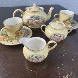 Hour Of Power Genuine Bone China Tea Set Service Pot Creamer Sugar Bowl Cups